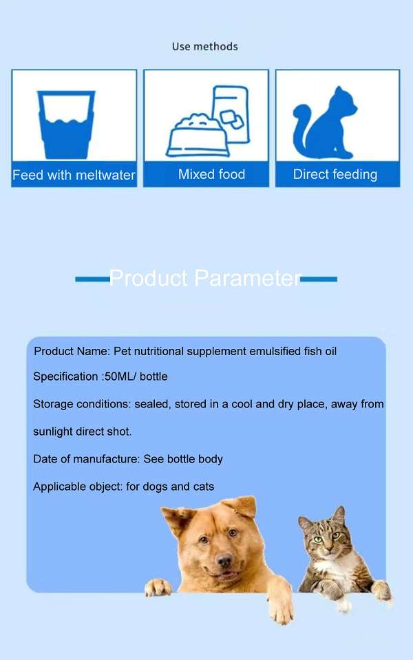 Emulsified fish oil for pets